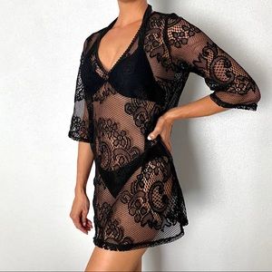 TOPSHOP, Lace, Pool Coverup in Black, Womens’ Size M